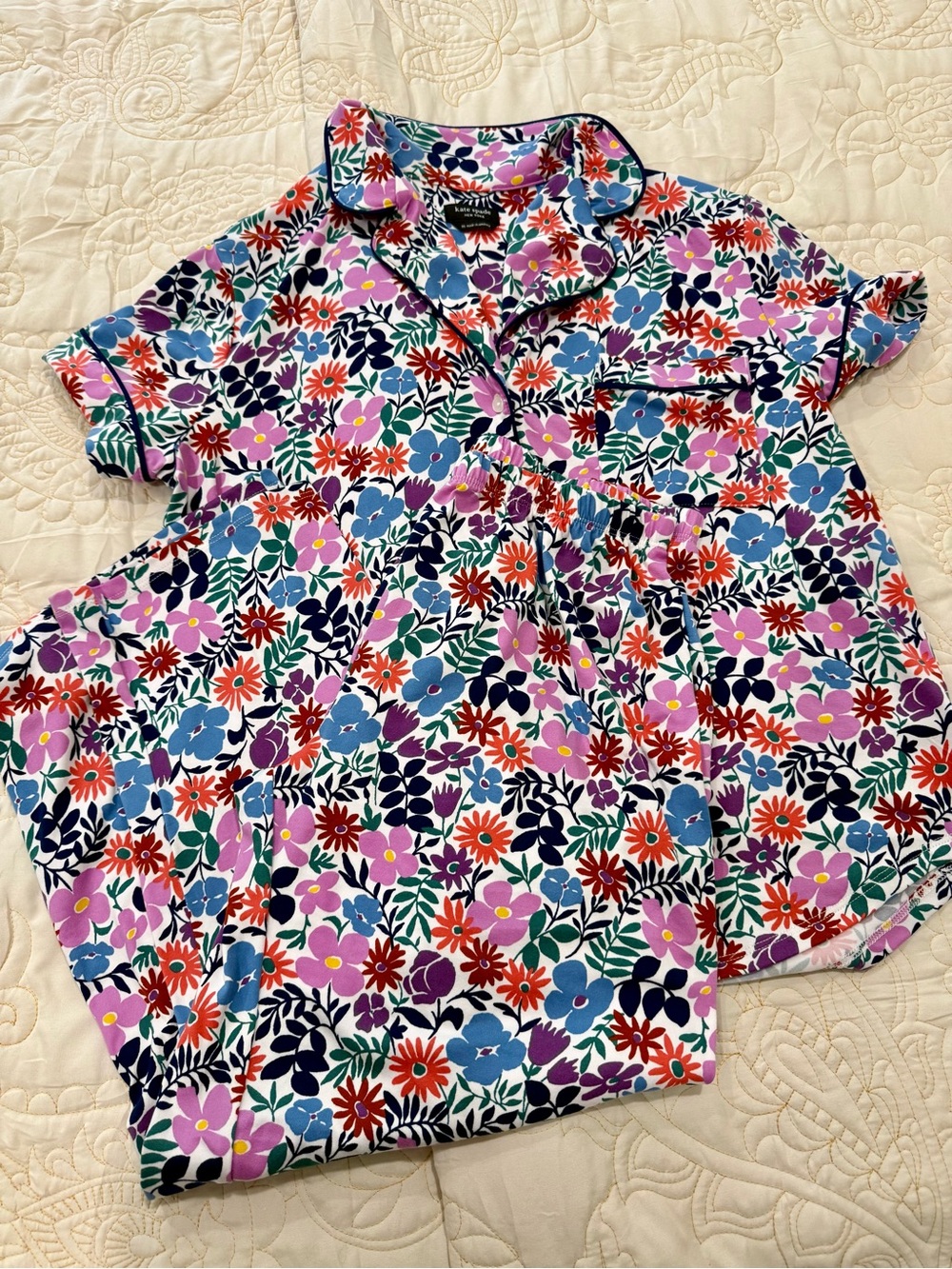 Kate Spade Floral Short-Sleeve Pajama Set in Multi Color